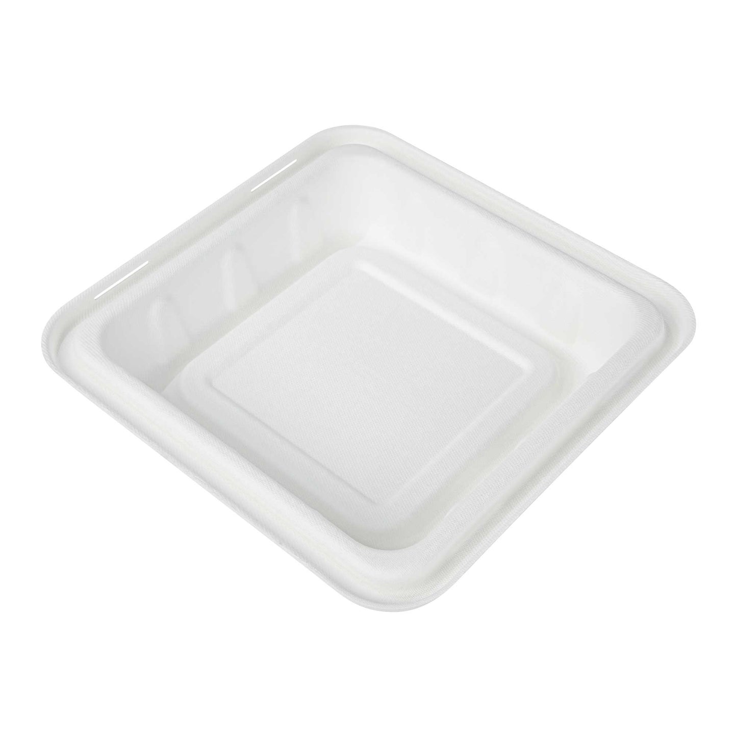 Pulp Safe No PFAS Added Square White Sugarcane / Bagasse Serving Bowl Lid - Home Compostable, Fits 128 oz - 100 count box