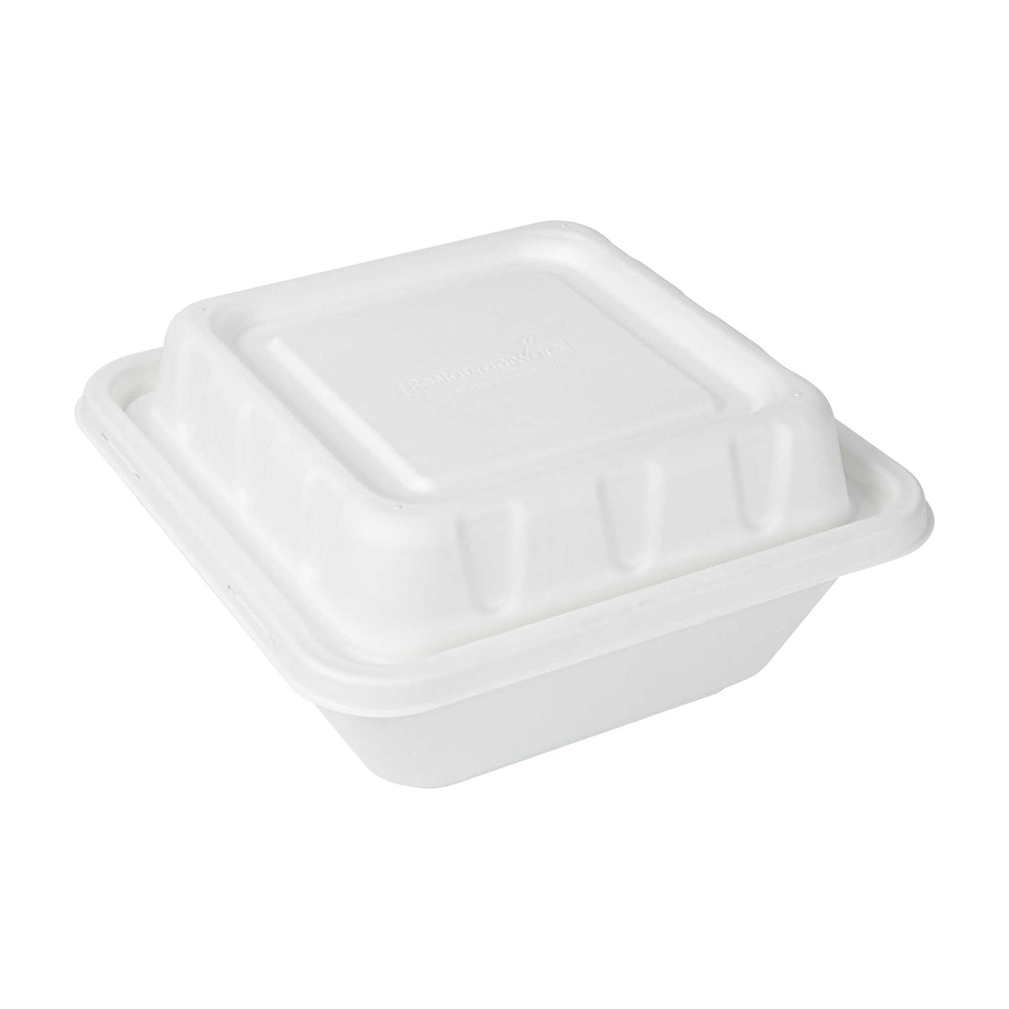 Pulp Safe No PFAS Added Square White Sugarcane / Bagasse Serving Bowl Lid - Home Compostable, Fits 128 oz - 100 count box