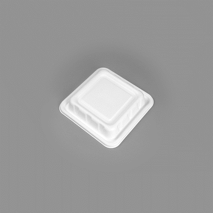 Pulp Safe No PFAS Added Square White Sugarcane / Bagasse Serving Bowl Lid - Home Compostable, Fits 128 oz - 100 count box