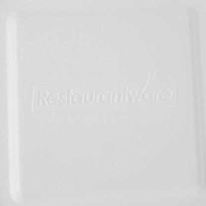Pulp Safe No PFAS Added Square White Sugarcane / Bagasse Serving Bowl Lid - Home Compostable, Fits 128 oz - 100 count box