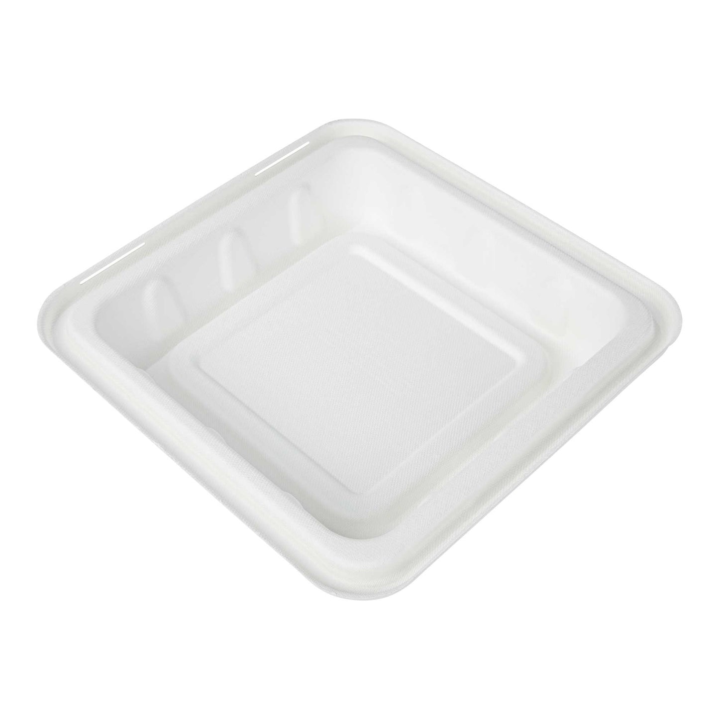 Pulp Safe No PFAS Added Square White Sugarcane / Bagasse Serving Bowl Lid - Home Compostable, Fits 160 oz - 100 count box