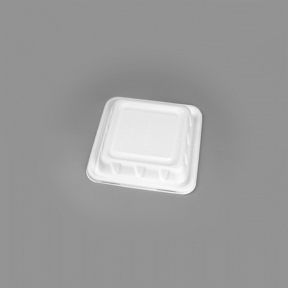 Pulp Safe No PFAS Added Square White Sugarcane / Bagasse Serving Bowl Lid - Home Compostable, Fits 160 oz - 100 count box