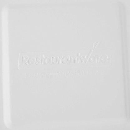Pulp Safe No PFAS Added Square White Sugarcane / Bagasse Serving Bowl Lid - Home Compostable, Fits 160 oz - 100 count box
