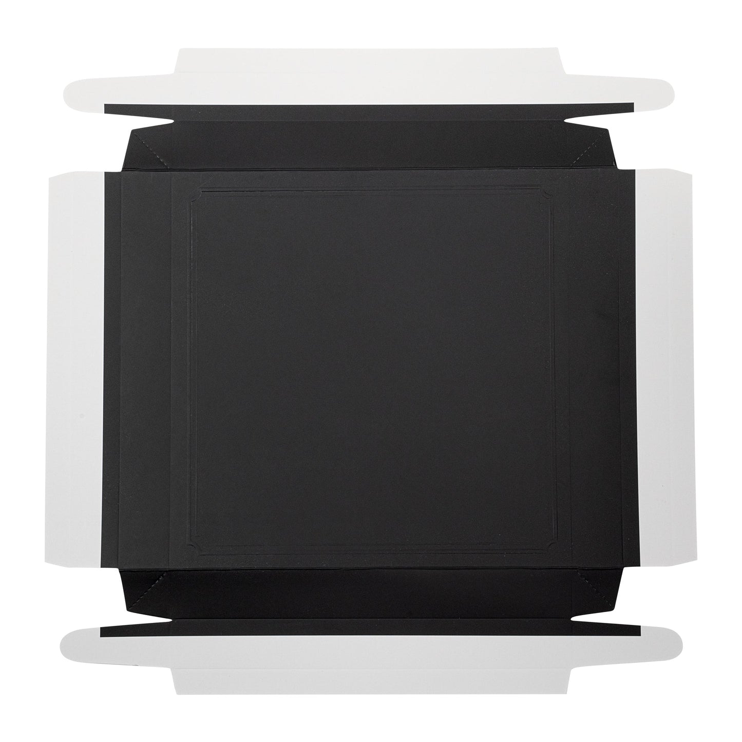 Sweet Vision Square Clear Plastic Cake Box - Black Lid and White Base, Black Ribbon - 8 1/2" x 8 1/2" x 6 3/4" - 10 count box