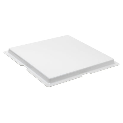 Sweet Vision Square Clear Plastic Cake Box - Black Lid and White Base, Black Ribbon - 8 1/2" x 8 1/2" x 6 3/4" - 10 count box