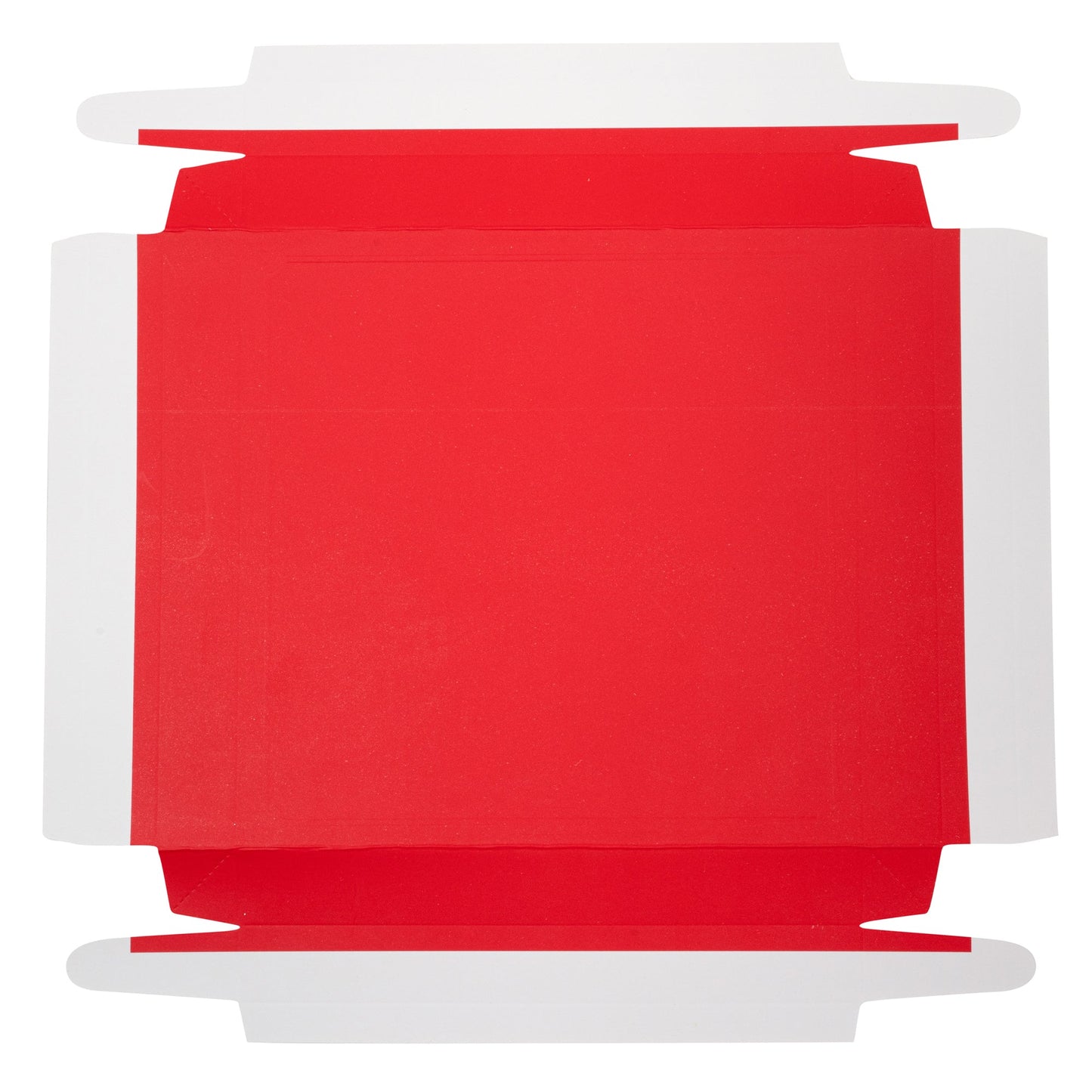 Sweet Vision Square Clear Plastic Cake Box - Red Lid and White Base, Red Ribbon - 8 1/2" x 8 1/2" x 6 3/4" - 10 count box