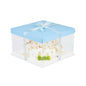 Sweet Vision Square Clear Plastic Cake Box - Blue Lid and White Base, Blue Ribbon - 10" x 10" x 8 1/4" - 10 count box