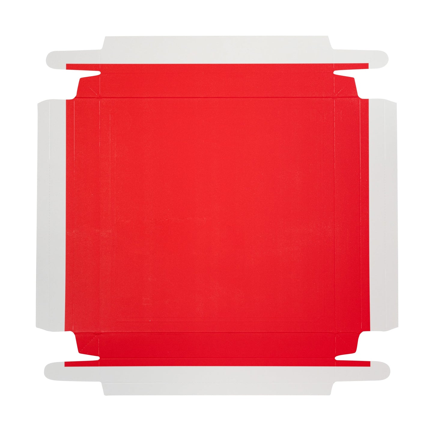 Sweet Vision Square Clear Plastic Cake Box - Red Lid and White Base, Red Ribbon - 10" x 10" x 8 1/4" - 10 count box