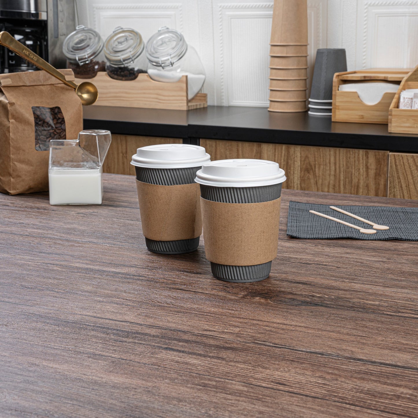 Restpresso Kraft Paper Coffee Cup Sleeve - Fits 12 / 16 / 20 oz Cups - 1000 count box