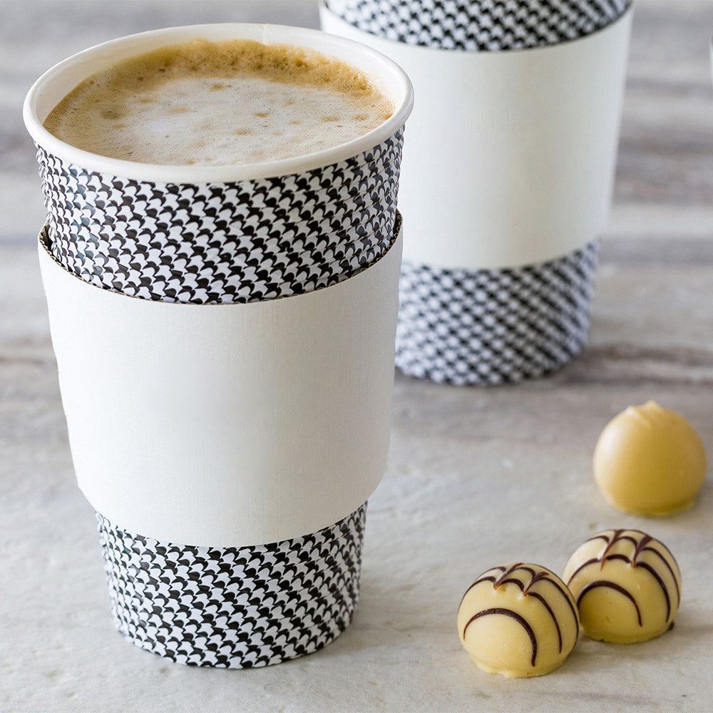 Restpresso White Paper Coffee Cup Sleeve - Fits 12 / 16 / 20 oz Cups - 50 count box