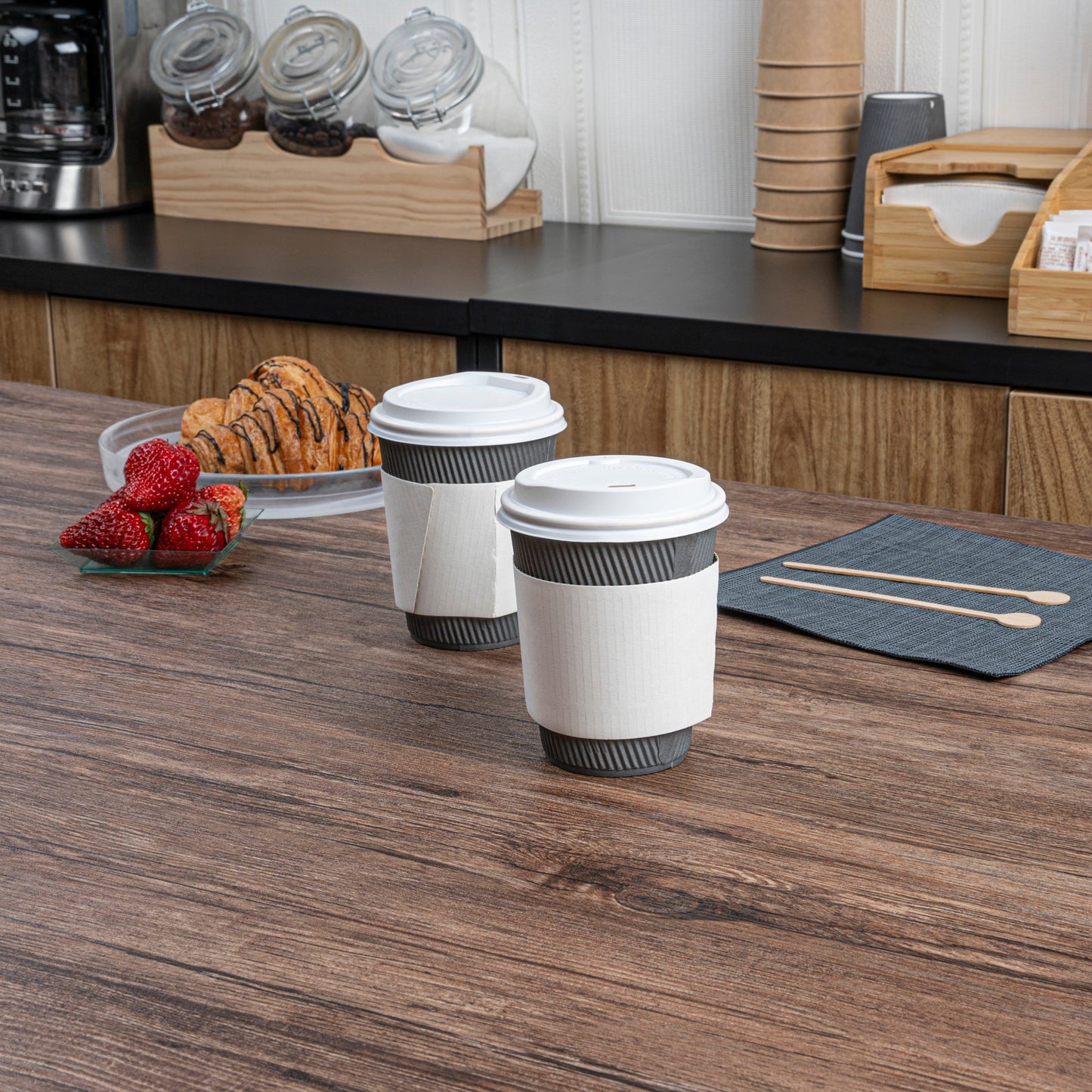 Restpresso White Paper Coffee Cup Sleeve - Fits 12 / 16 / 20 oz Cups - 1000 count box