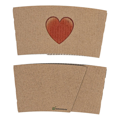 Restpresso Kraft Paper Heart Emoji Coffee Cup Sleeve - Fits 12 / 16 / 20 oz Cups - 1000 count box