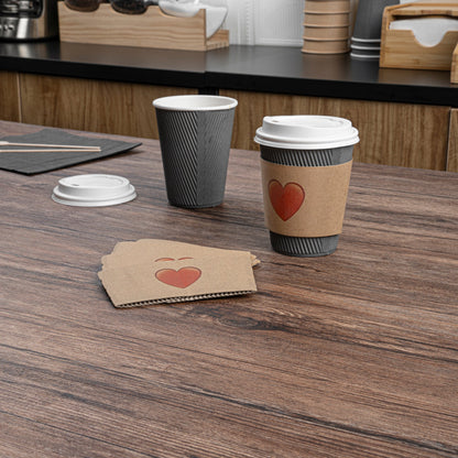 Restpresso Kraft Paper Heart Emoji Coffee Cup Sleeve - Fits 12 / 16 / 20 oz Cups - 1000 count box
