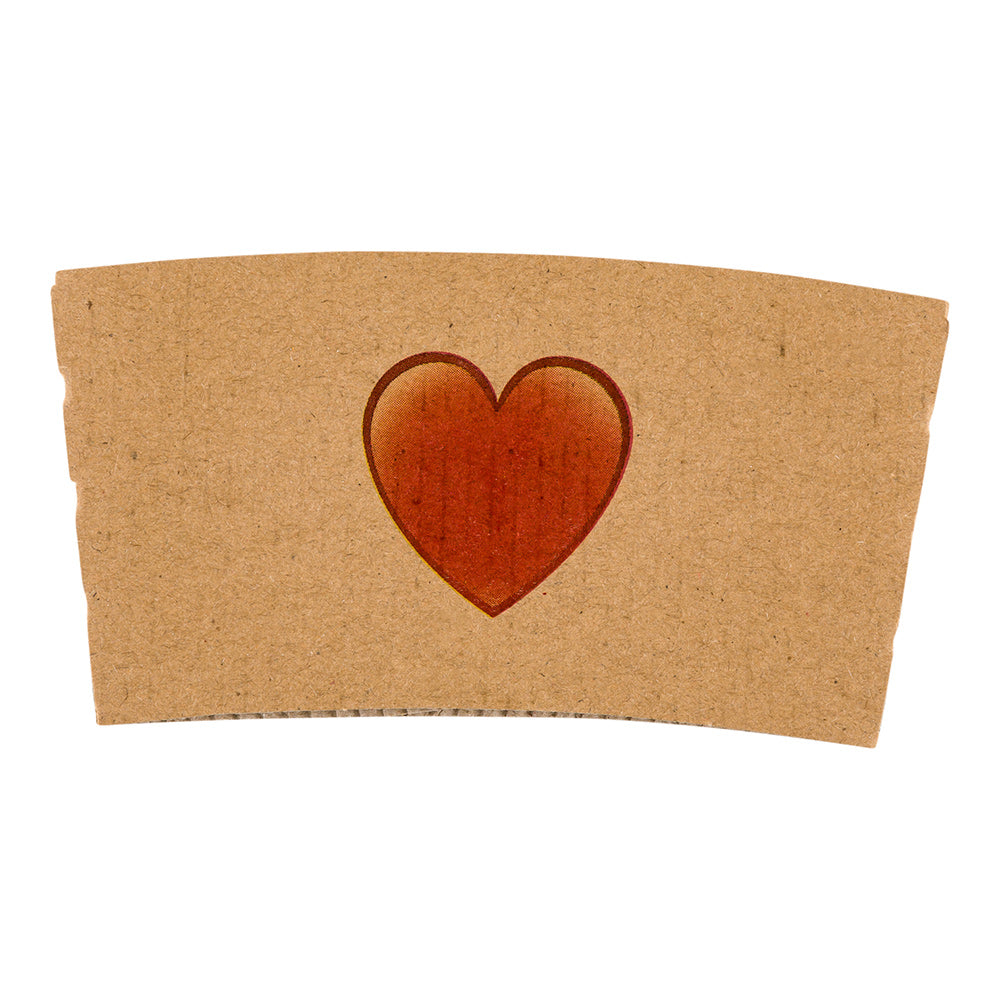 Restpresso Kraft Paper Heart Emoji Coffee Cup Sleeve - Fits 12 / 16 / 20 oz Cups - 50 count box