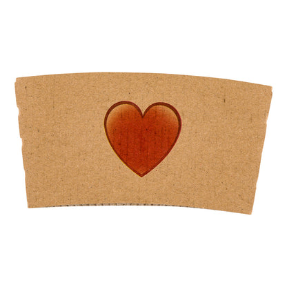 Restpresso Kraft Paper Heart Emoji Coffee Cup Sleeve - Fits 12 / 16 / 20 oz Cups - 50 count box