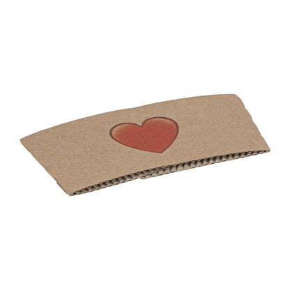 Restpresso Kraft Paper Heart Emoji Coffee Cup Sleeve - Fits 12 / 16 / 20 oz Cups - 1000 count box