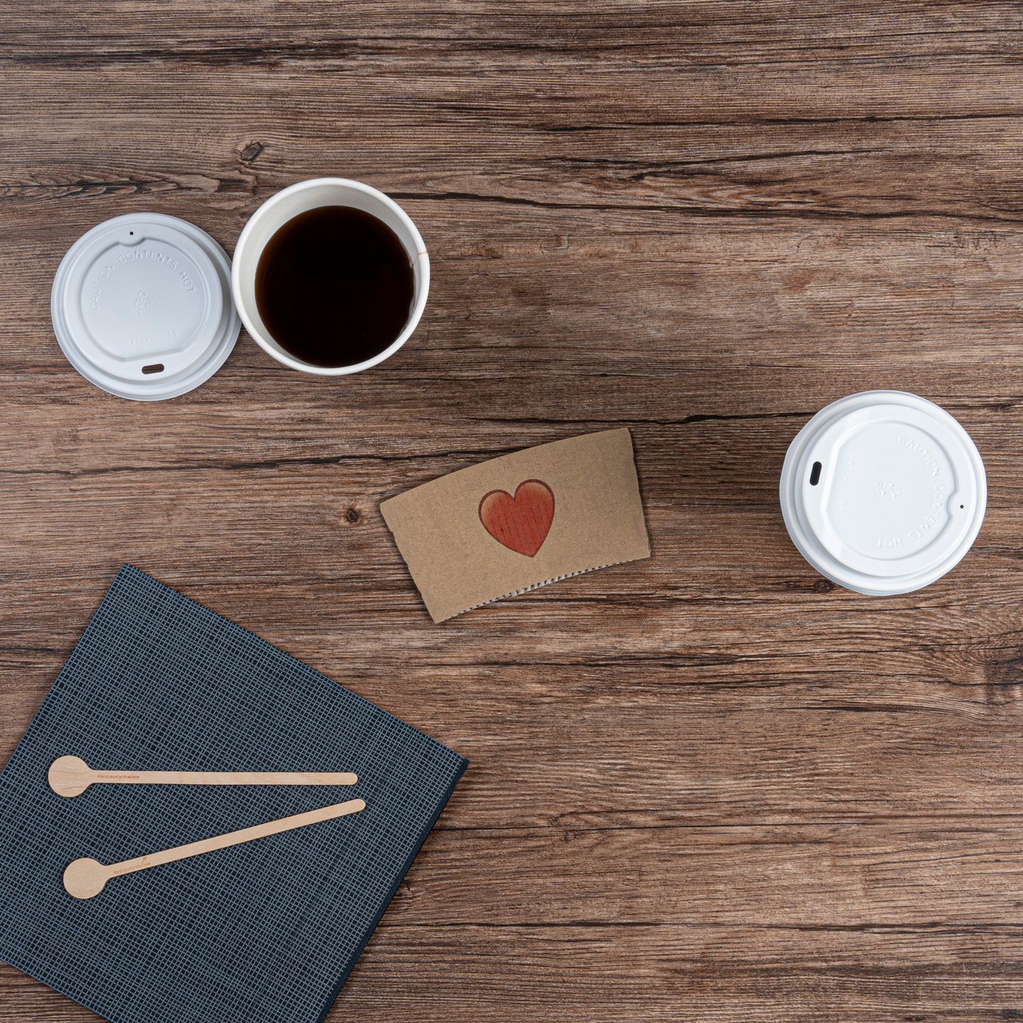 Restpresso Kraft Paper Heart Emoji Coffee Cup Sleeve - Fits 12 / 16 / 20 oz Cups - 1000 count box