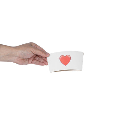 Restpresso White Paper Heart Emoji Coffee Cup Sleeve - Fits 12 / 16 / 20 oz Cups - 1000 count box