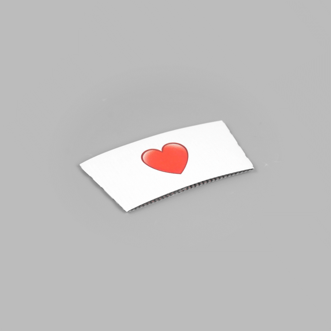 Restpresso White Paper Heart Emoji Coffee Cup Sleeve - Fits 12 / 16 / 20 oz Cups - 1000 count box