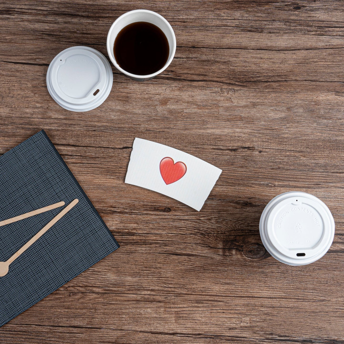 Restpresso White Paper Heart Emoji Coffee Cup Sleeve - Fits 12 / 16 / 20 oz Cups - 1000 count box