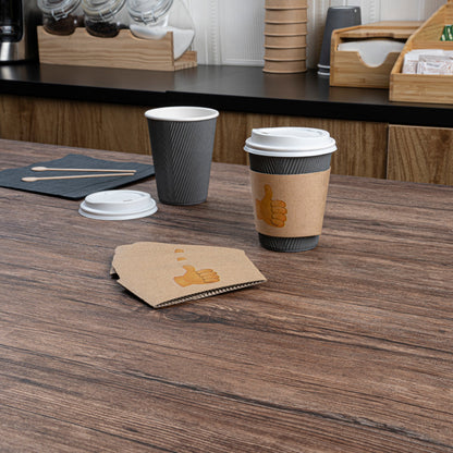 Restpresso Kraft Paper Thumbs Up Emoji Coffee Cup Sleeve - Fits 12 / 16 / 20 oz Cups - 1000 count box