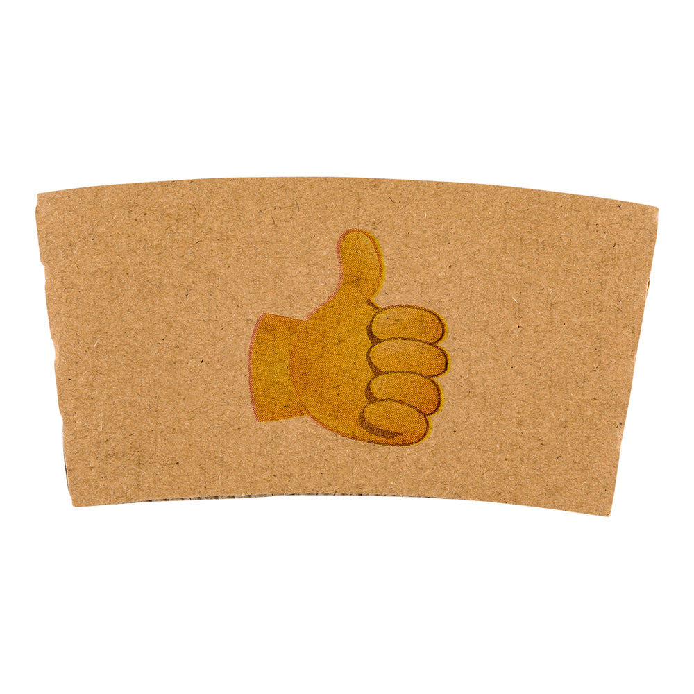 Restpresso Kraft Paper Thumbs Up Emoji Coffee Cup Sleeve - Fits 12 / 16 / 20 oz Cups - 50 count box