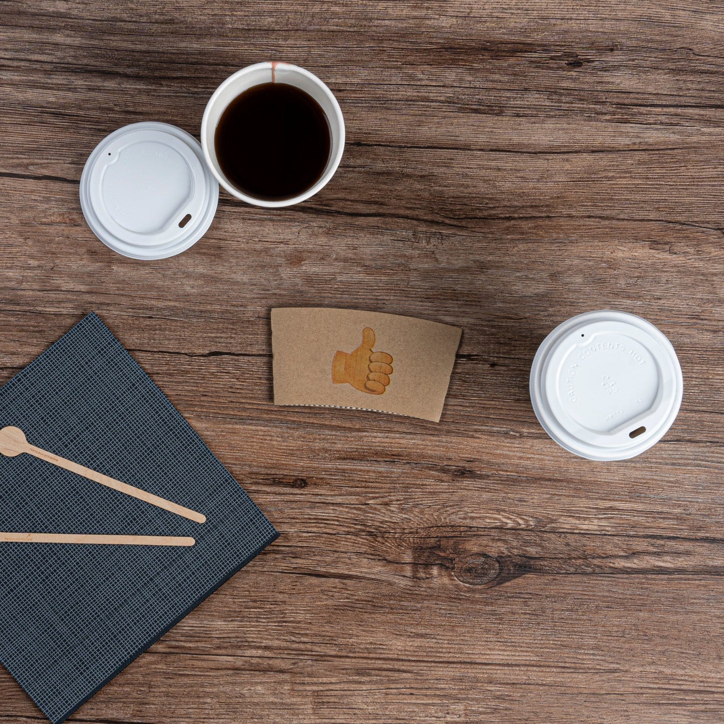 Restpresso Kraft Paper Thumbs Up Emoji Coffee Cup Sleeve - Fits 12 / 16 / 20 oz Cups - 1000 count box