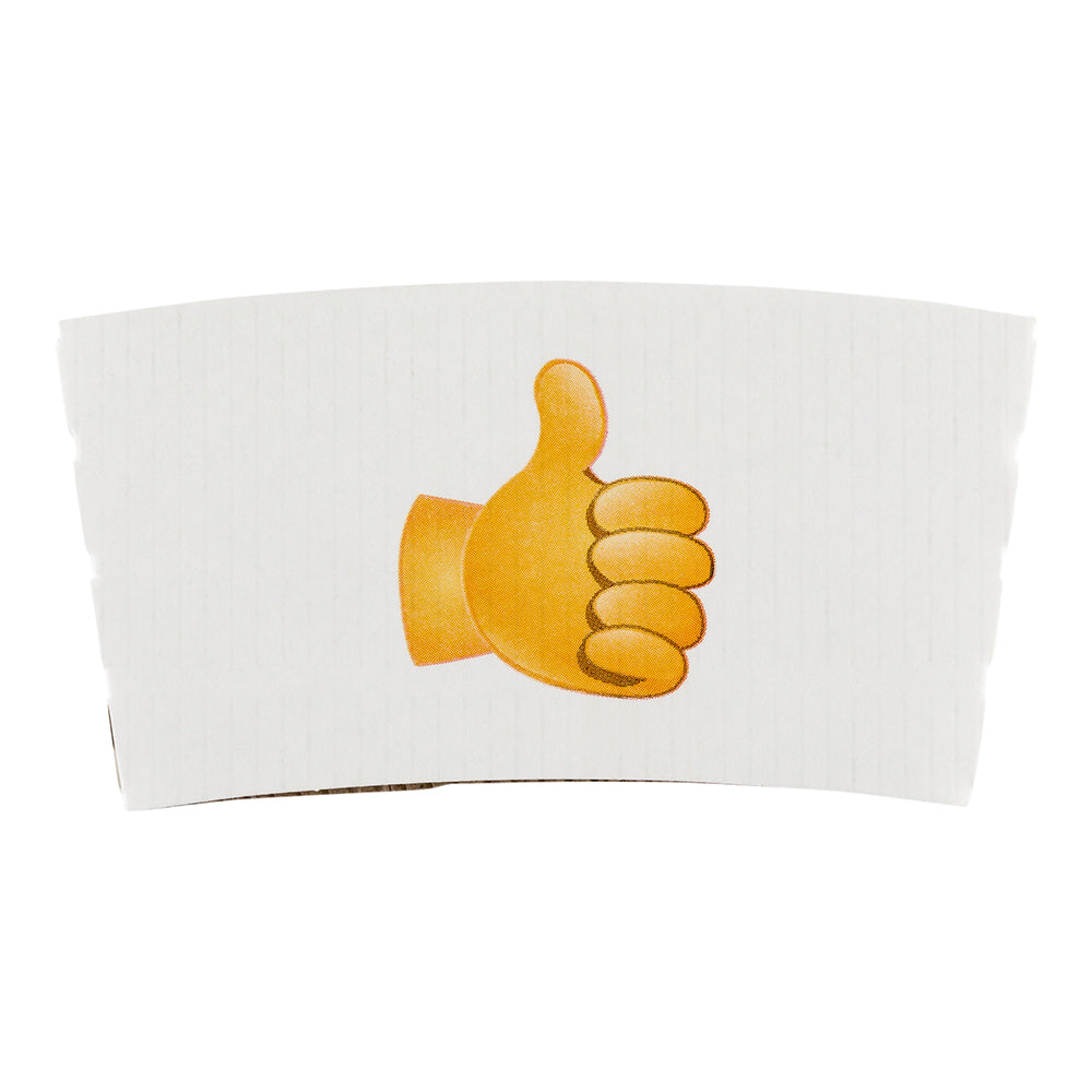 Restpresso White Paper Thumbs Up Emoji Coffee Cup Sleeve - Fits 12 / 16 / 20 oz Cups - 50 count box