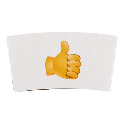 Restpresso White Paper Thumbs Up Emoji Coffee Cup Sleeve - Fits 12 / 16 / 20 oz Cups - 50 count box