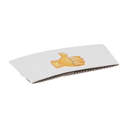 Restpresso White Paper Thumbs Up Emoji Coffee Cup Sleeve - Fits 12 / 16 / 20 oz Cups - 1000 count box