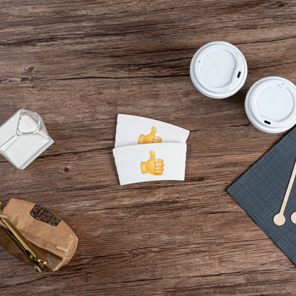 Restpresso White Paper Thumbs Up Emoji Coffee Cup Sleeve - Fits 12 / 16 / 20 oz Cups - 1000 count box