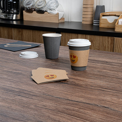 Restpresso Kraft Paper Heart Eyes Emoji Coffee Cup Sleeve - Fits 12 / 16 / 20 oz Cups - 1000 count box
