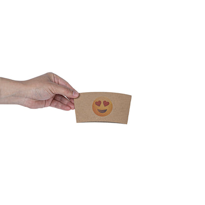 Restpresso Kraft Paper Heart Eyes Emoji Coffee Cup Sleeve - Fits 12 / 16 / 20 oz Cups - 1000 count box