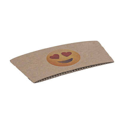 Restpresso Kraft Paper Heart Eyes Emoji Coffee Cup Sleeve - Fits 12 / 16 / 20 oz Cups - 1000 count box