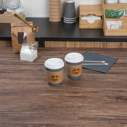 Restpresso Kraft Paper Heart Eyes Emoji Coffee Cup Sleeve - Fits 12 / 16 / 20 oz Cups - 1000 count box