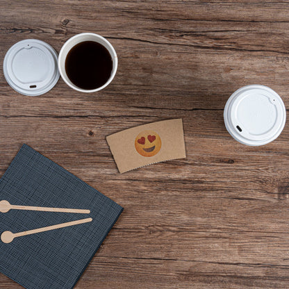 Restpresso Kraft Paper Heart Eyes Emoji Coffee Cup Sleeve - Fits 12 / 16 / 20 oz Cups - 1000 count box