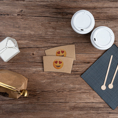 Restpresso Kraft Paper Heart Eyes Emoji Coffee Cup Sleeve - Fits 12 / 16 / 20 oz Cups - 1000 count box