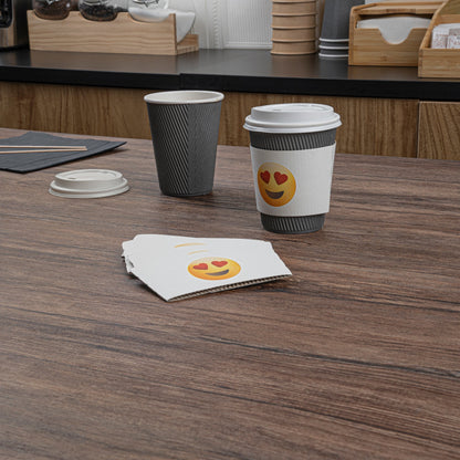 Restpresso White Paper Heart Eyes Emoji Coffee Cup Sleeve - Fits 12 / 16 / 20 oz Cups - 1000 count box