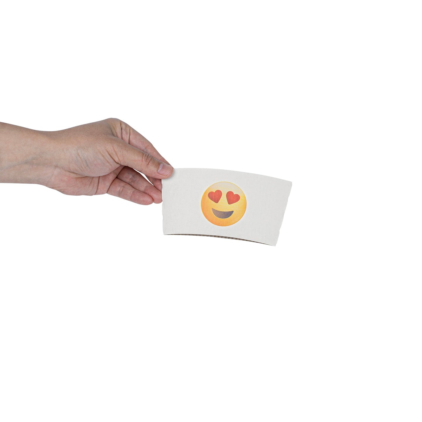 Restpresso White Paper Heart Eyes Emoji Coffee Cup Sleeve - Fits 12 / 16 / 20 oz Cups - 1000 count box