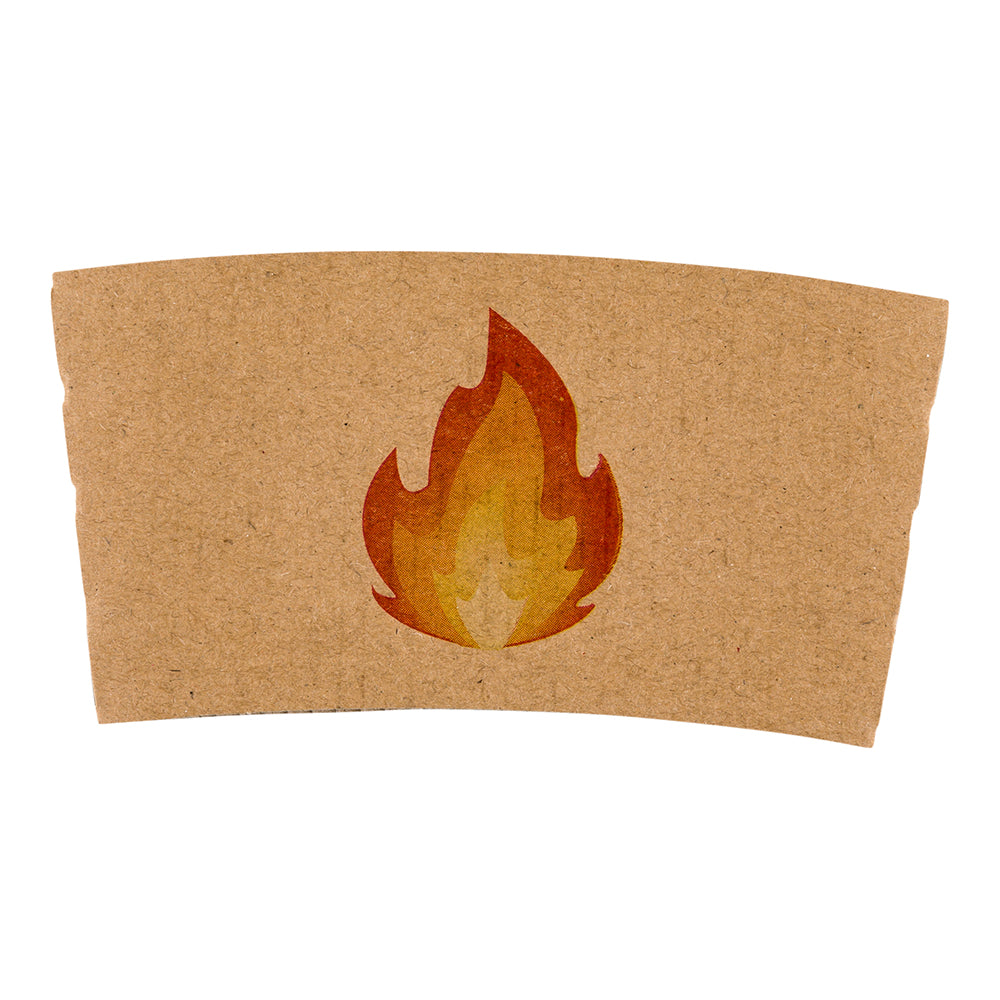 Restpresso Kraft Paper Fire Emoji Coffee Cup Sleeve - Fits 12 / 16 / 20 oz Cups - 50 count box