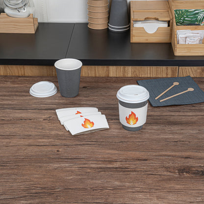 Restpresso White Paper Fire Emoji Coffee Cup Sleeve - Fits 12 / 16 / 20 oz Cups - 1000 count box