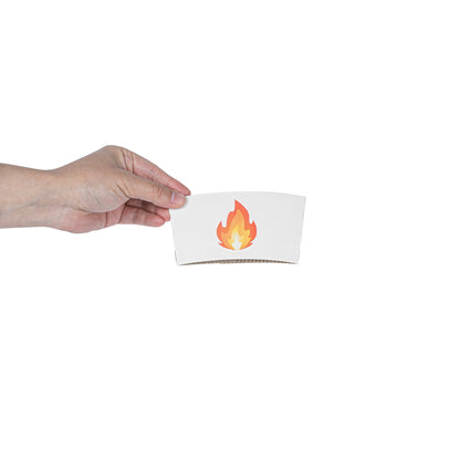 Restpresso White Paper Fire Emoji Coffee Cup Sleeve - Fits 12 / 16 / 20 oz Cups - 1000 count box