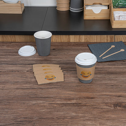 Restpresso Kraft Paper Crying Laughing Emoji Coffee Cup Sleeve - Fits 12 / 16 / 20 oz Cups - 1000 count box