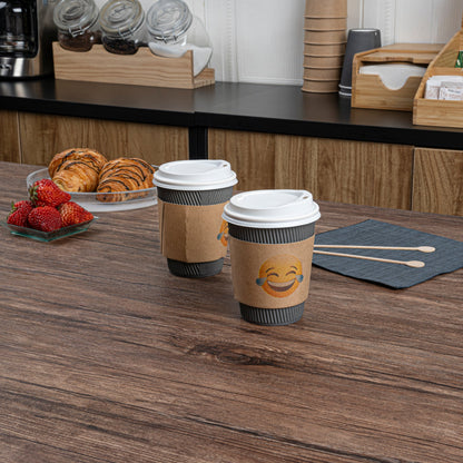 Restpresso Kraft Paper Crying Laughing Emoji Coffee Cup Sleeve - Fits 12 / 16 / 20 oz Cups - 1000 count box
