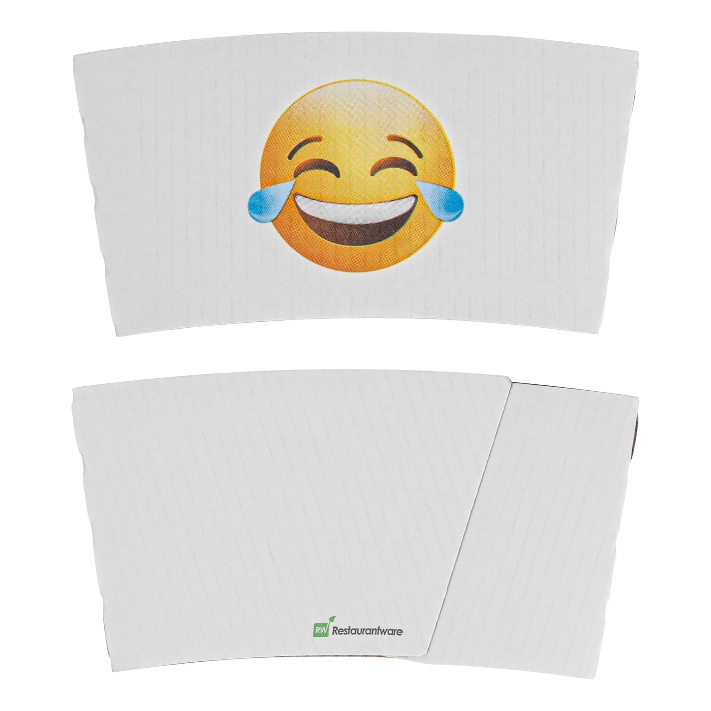 Restpresso White Paper Crying Laughing Emoji Coffee Cup Sleeve - Fits 12 / 16 / 20 oz Cups - 1000 count box