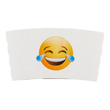 Restpresso White Paper Crying Laughing Emoji Coffee Cup Sleeve - Fits 12 / 16 / 20 oz Cups - 50 count box