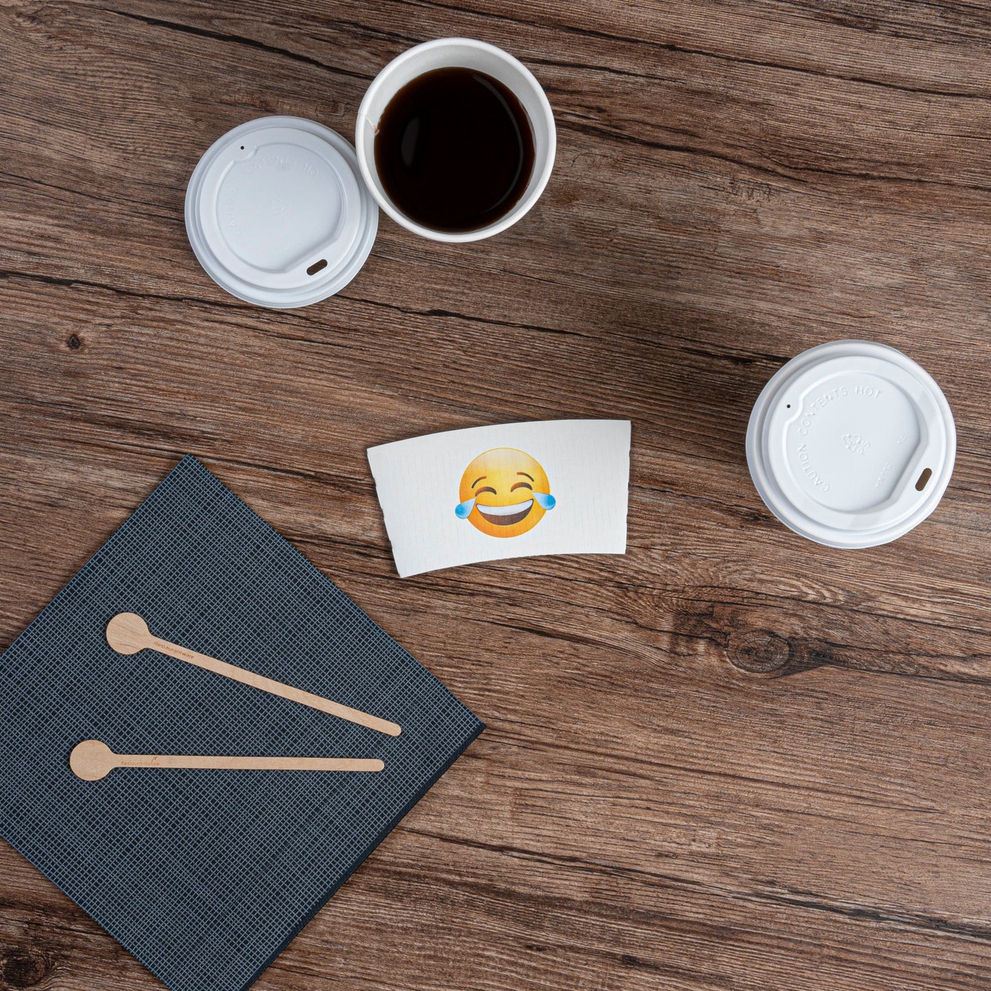 Restpresso White Paper Crying Laughing Emoji Coffee Cup Sleeve - Fits 12 / 16 / 20 oz Cups - 1000 count box