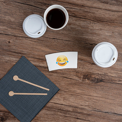 Restpresso White Paper Crying Laughing Emoji Coffee Cup Sleeve - Fits 12 / 16 / 20 oz Cups - 1000 count box