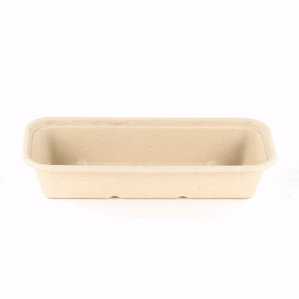 Pulp Tek 17 oz Rectangle Natural Sugarcane / Bagasse Catering Container - 9 1/4" x 3 3/4" x 1 3/4" - 100 count box