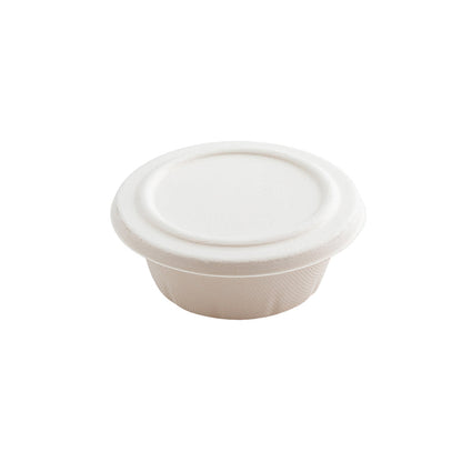 Pulp Tek Round White Sugarcane / Bagasse Flat Lid - Fits 9 oz Take Out Bowl - 100 count box